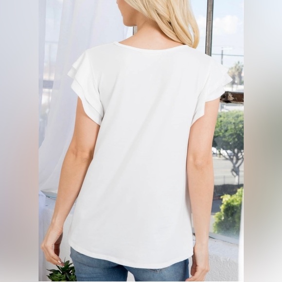 Perfect Peach cream color ruffle sleeve top.  Size Large.  Excellent condition. - Picture 10 of 10